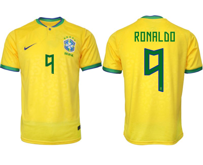 Men 2022 World Cup National Team Brazil home aaa version yellow #9 Soccer Jersey->brazil jersey->Soccer Country Jersey